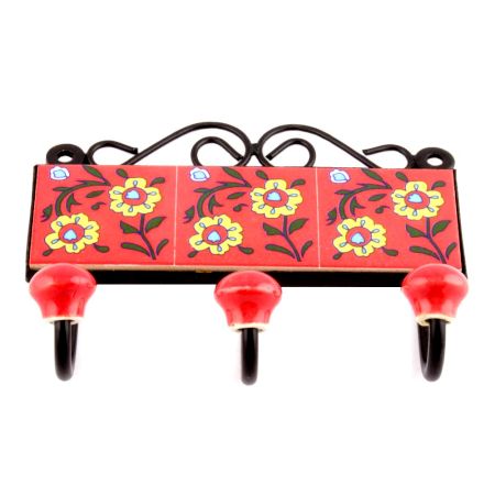Red Yellow Flower Tiles Hooks